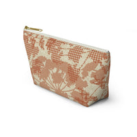 Floral Plaid Accessory Pouch w T-bottom in Orange